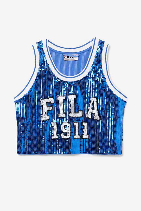 Camisetas Manga Corta Fila Mujer Azules - Kiki Glam Crop Jersey - España 268150VWY